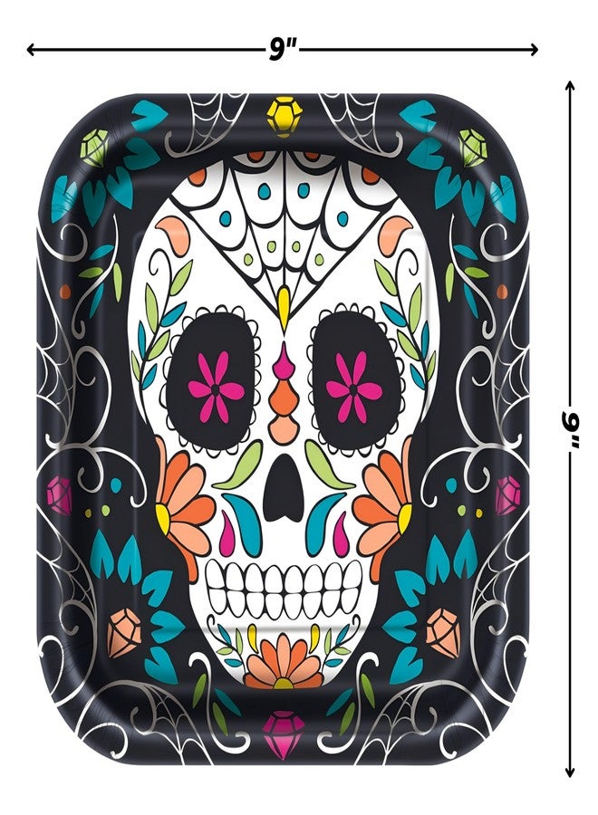 Unique Party Unique Skull Day Dead Square Plates, 8 Ct. - Image 3
